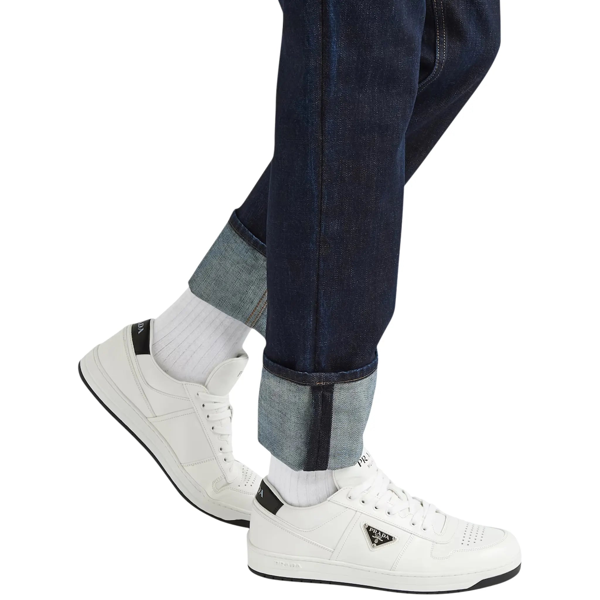 Prada Downtown Triangle Logo White Black Sneaker